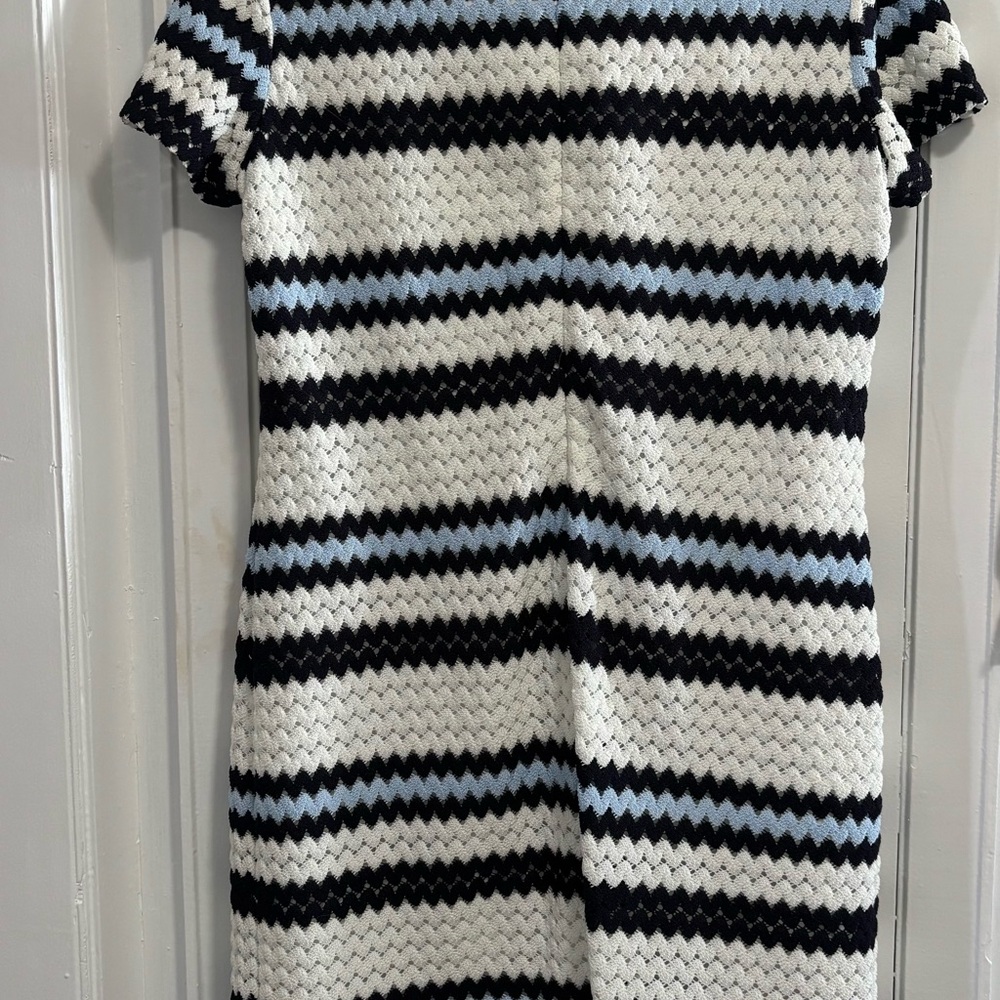 Ralph Lauren Navy and White Striped Women's Dress Below Knee
